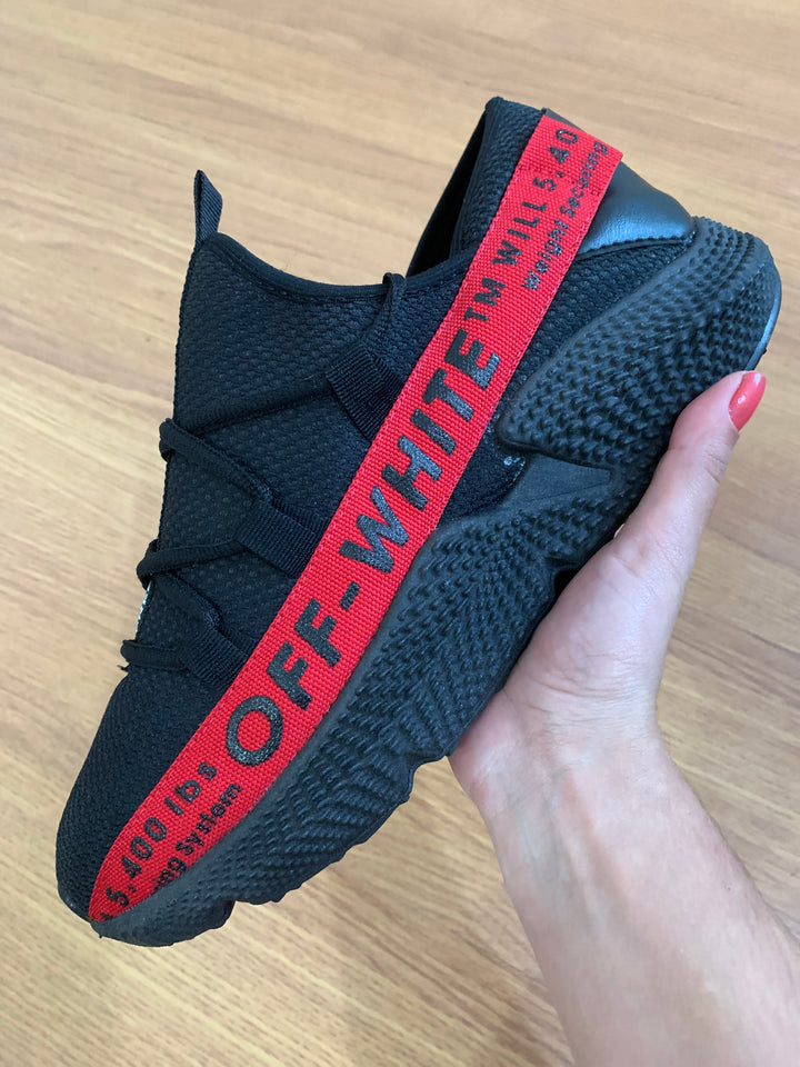 ADIDAS OFF-WHITE PRETO/VERMELHO