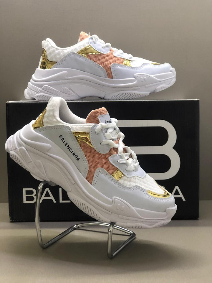 BALENCIAGA TRIPLE S BRANCO/DOURADO